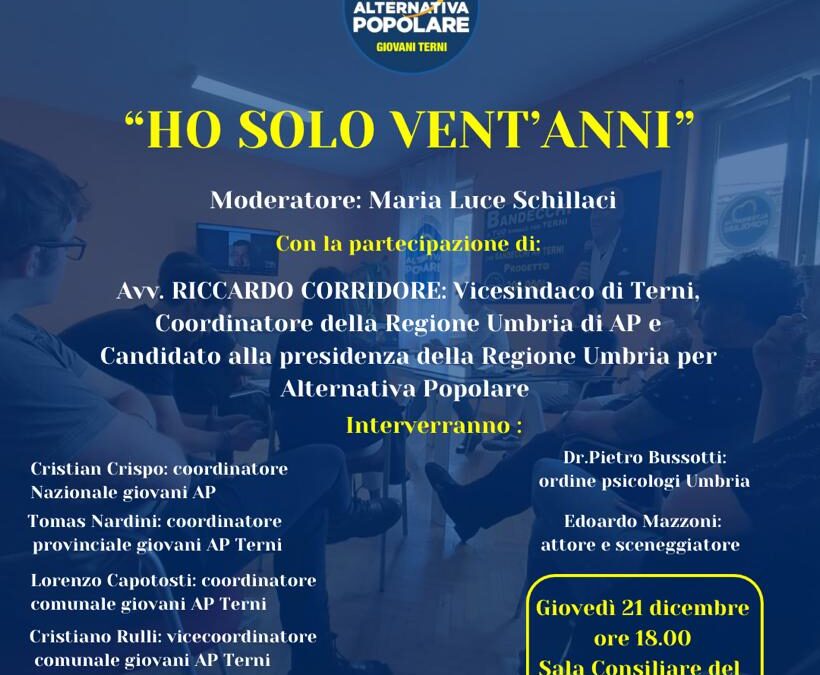 Giovedì 21/12 il primo convegno dei giovani AP di Terni